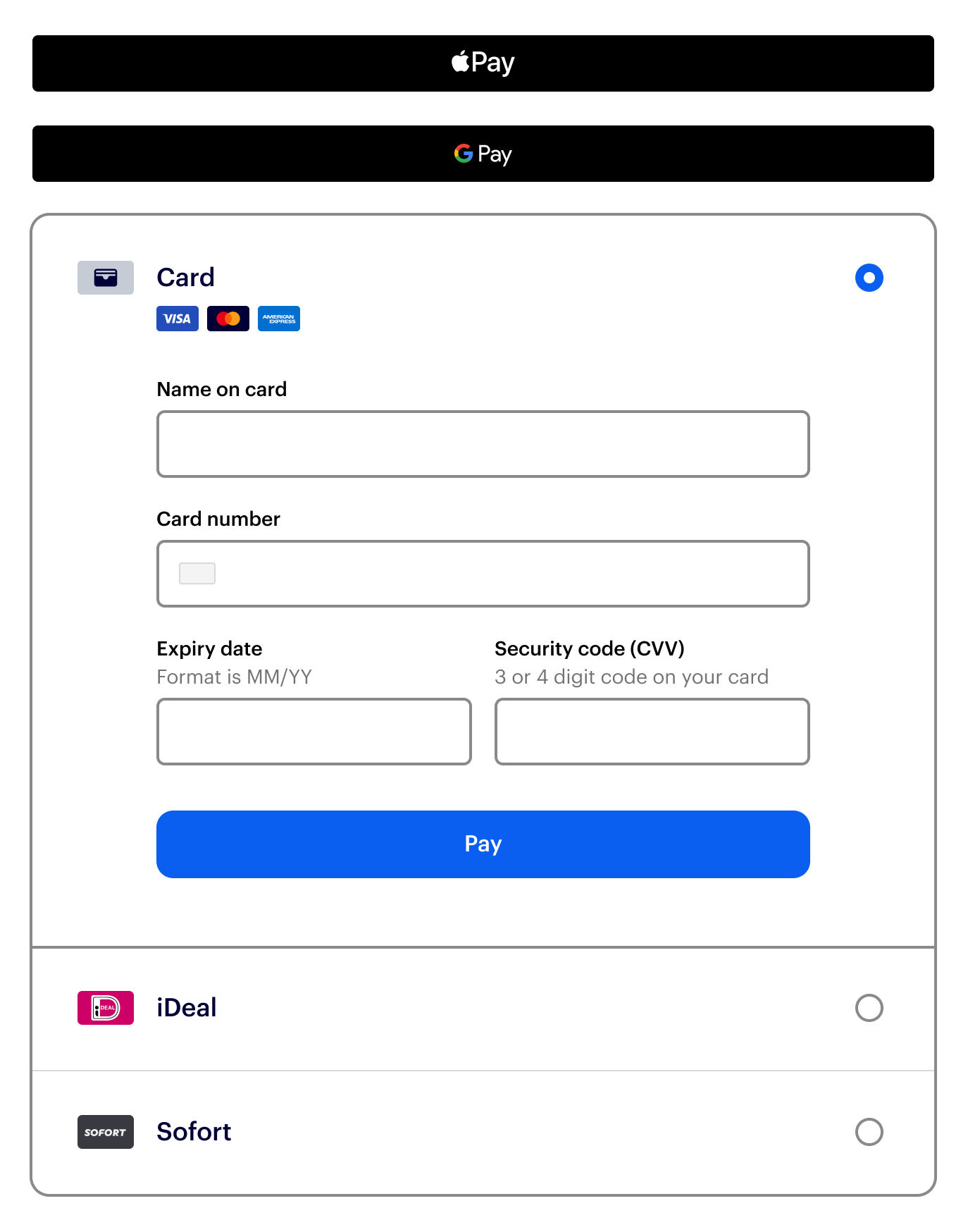 An example Payment Components integration